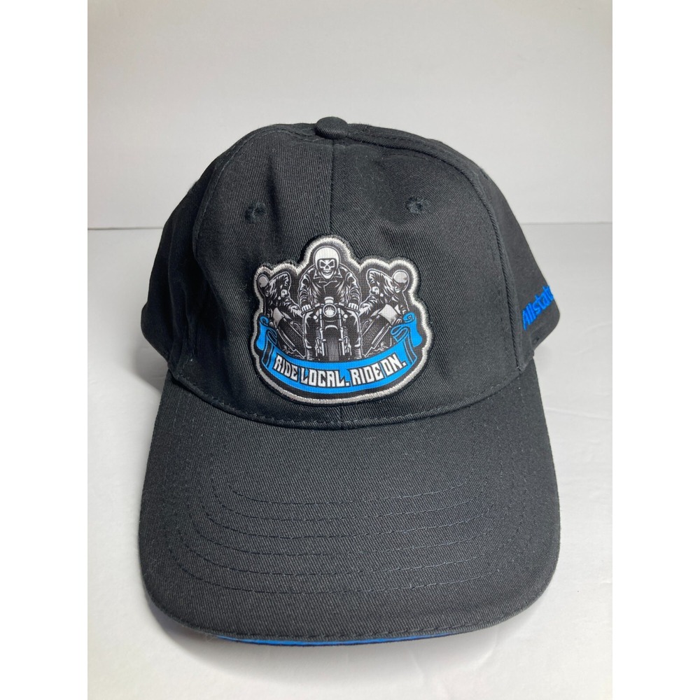 Ride Local Ride On Allstate Insurance Cap Hat Black Twill Adjustable Embroidered